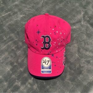 47 Brand Kids Boston Red Sox Hat – Pink Star Graphic Clean‎ Up Adjustable